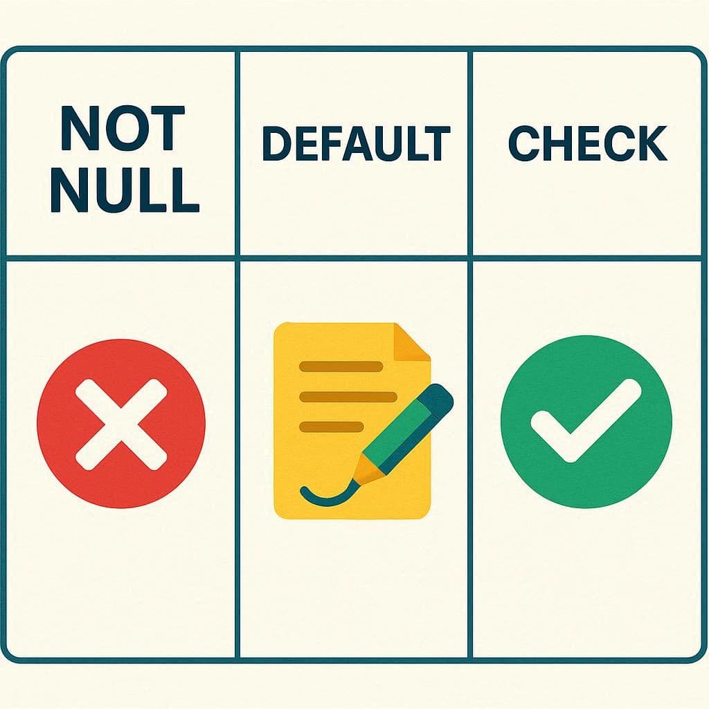 Constraint ها در SQL چیستند و چه کاربردی دارند؟ (CHECK, DEFAULT, NOT NULL)